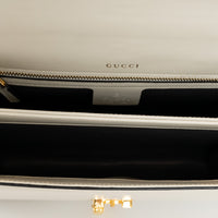 Gucci White Calfskin Leather Medium Sylvie 1969 Top Handle Bag