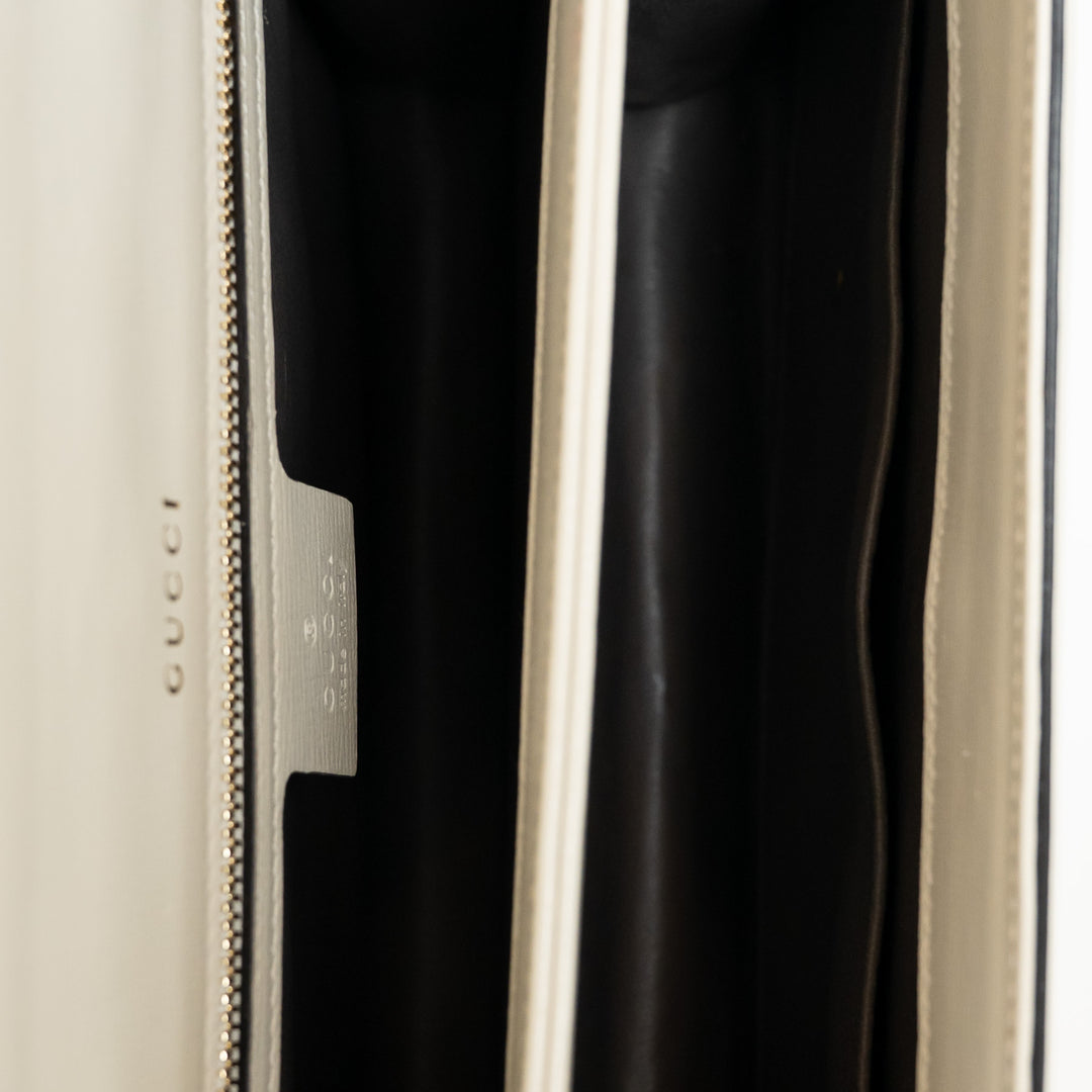 Gucci White Calfskin Leather Medium Sylvie 1969 Top Handle Bag