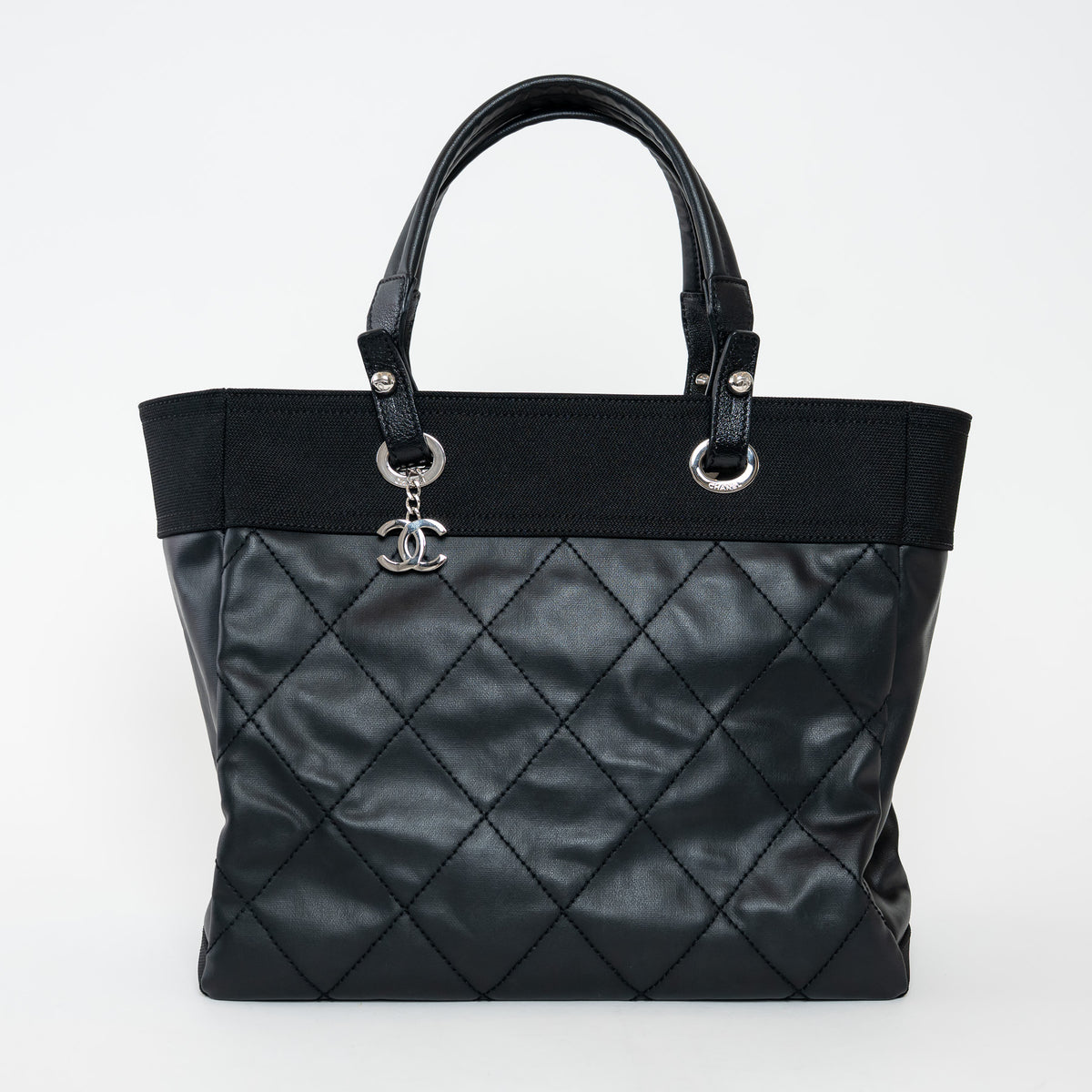 Pre-Loved Chanel™ Black Leather and Nylon Paris Biarritz Tote Bag