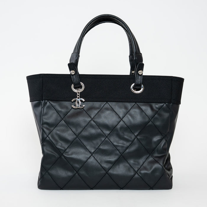 Pre-Loved Chanel™ Black Leather and Nylon Paris Biarritz Tote Bag