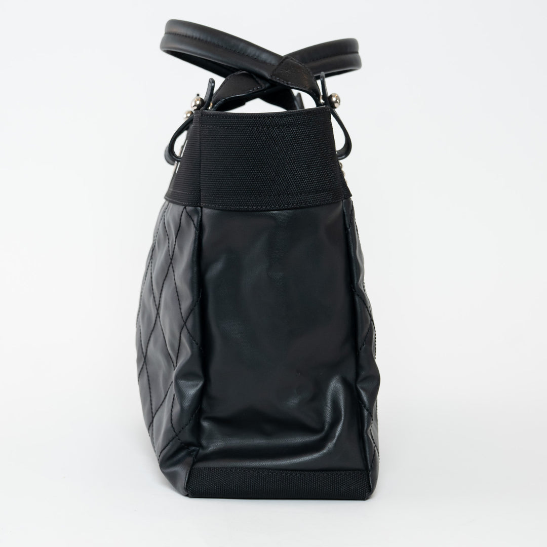 Pre-Loved Chanel™ Black Leather and Nylon Paris Biarritz Tote Bag