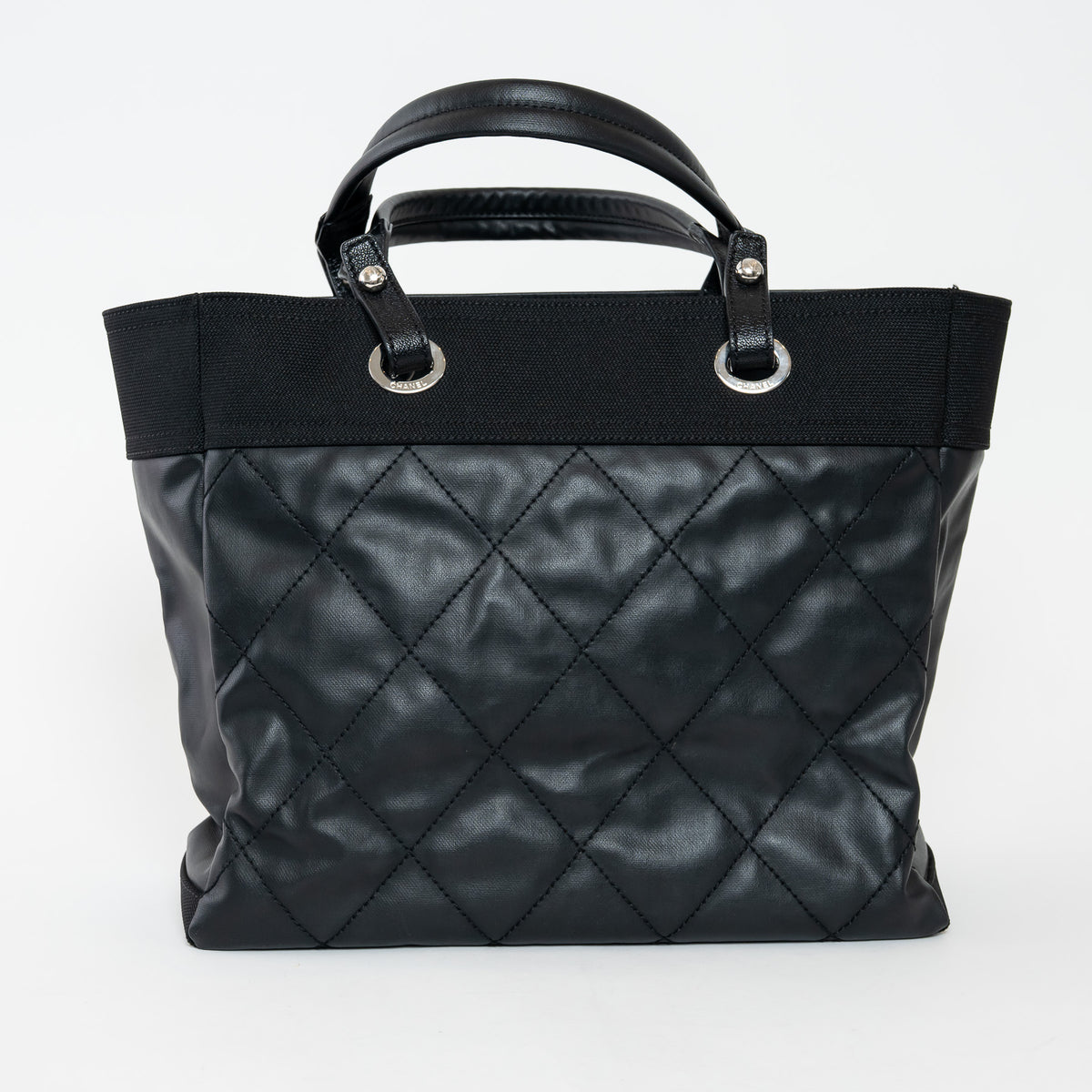 Pre-Loved Chanel™ Black Leather and Nylon Paris Biarritz Tote Bag