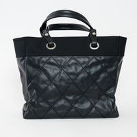 Pre-Loved Chanel™ Black Leather and Nylon Paris Biarritz Tote Bag