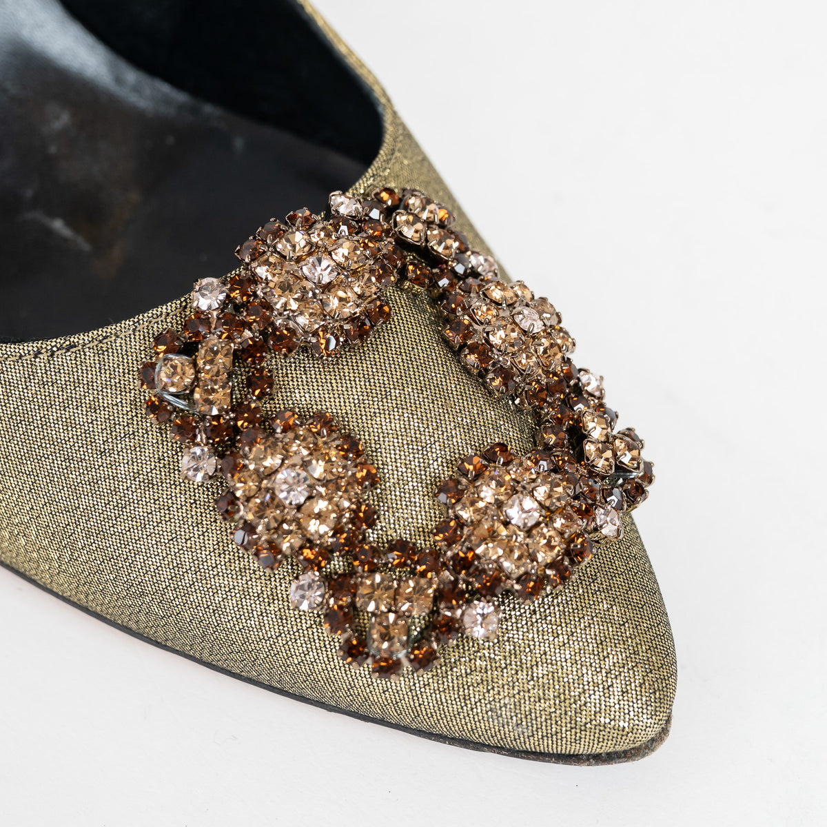 Manolo Blahnik Gold Lurex Hangisi Pumps Size 37.5