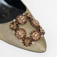 Manolo Blahnik Gold Lurex Hangisi Pumps Size 37.5