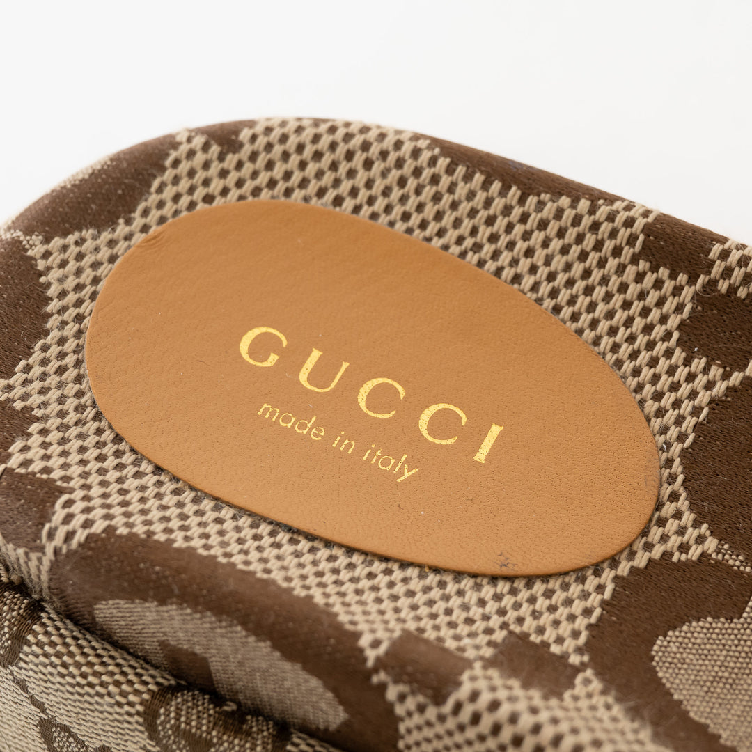 Gucci Beige Maxi GG Canvas Platform Slides Size 40.5