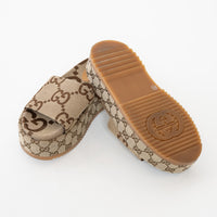Gucci Beige Maxi GG Canvas Platform Slides Size 35.5