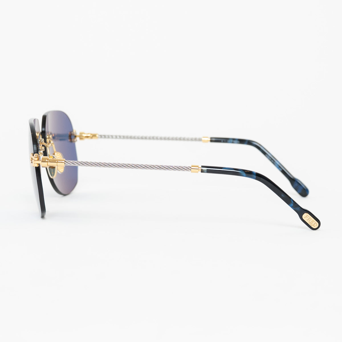 Fred Manille & Cable Gold Frame Rimless Sunglasses