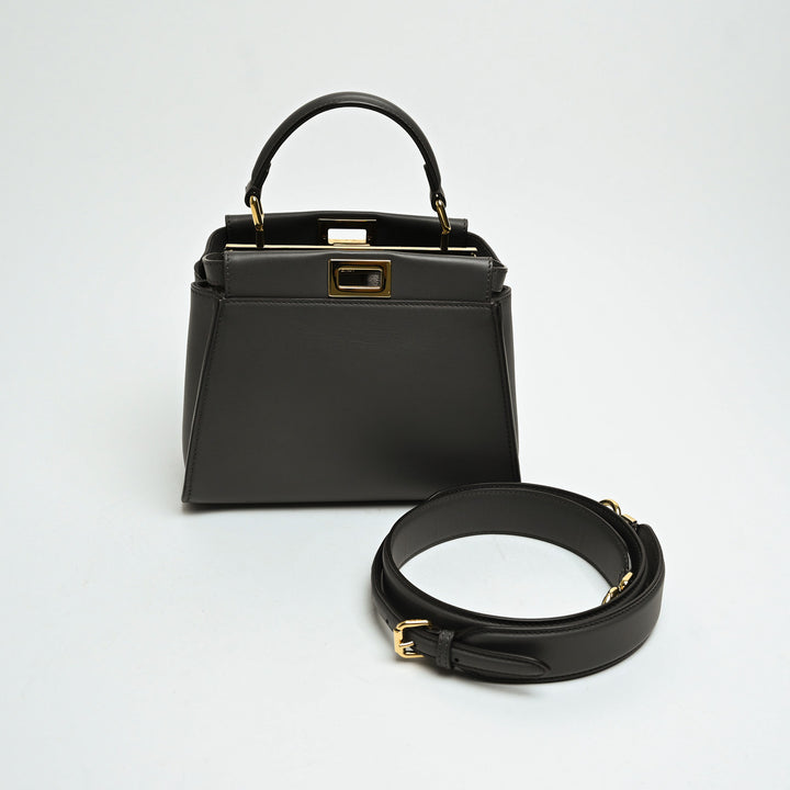 Fendi Grey Nappa Leather Mini Peekaboo Handbag