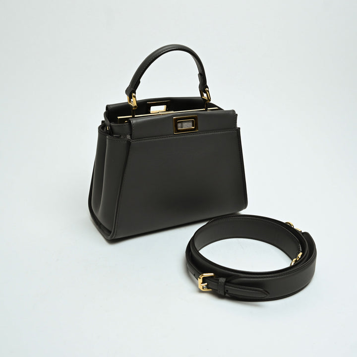 Fendi Grey Nappa Leather Mini Peekaboo Handbag