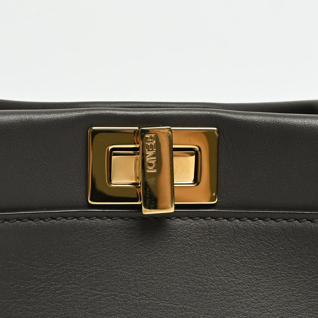 Fendi Grey Nappa Leather Mini Peekaboo Handbag