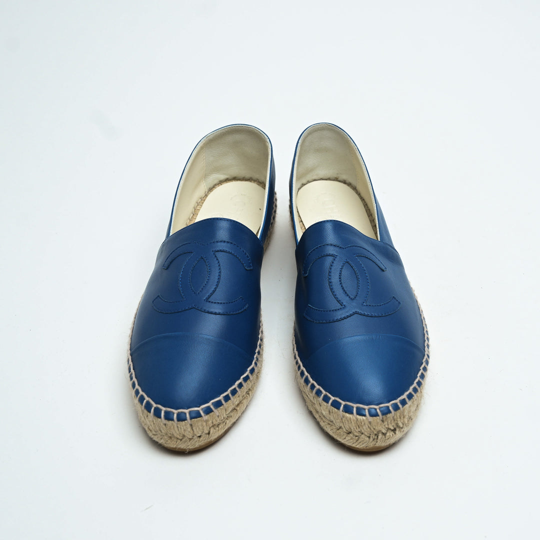 Pre-Loved Chanel™ Blue Lambskin Leather Espadrilles Size 40