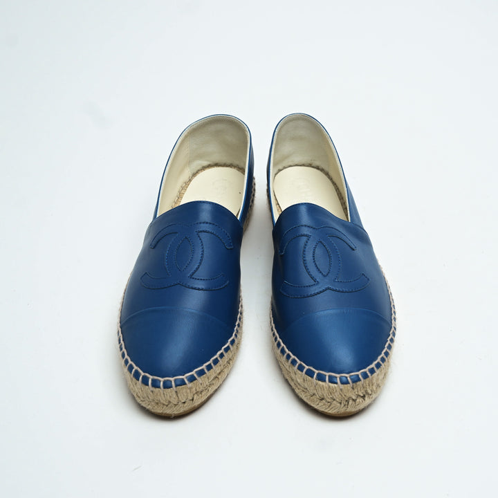 Pre-Loved Chanel™ Blue Lambskin Leather Espadrilles Size 40