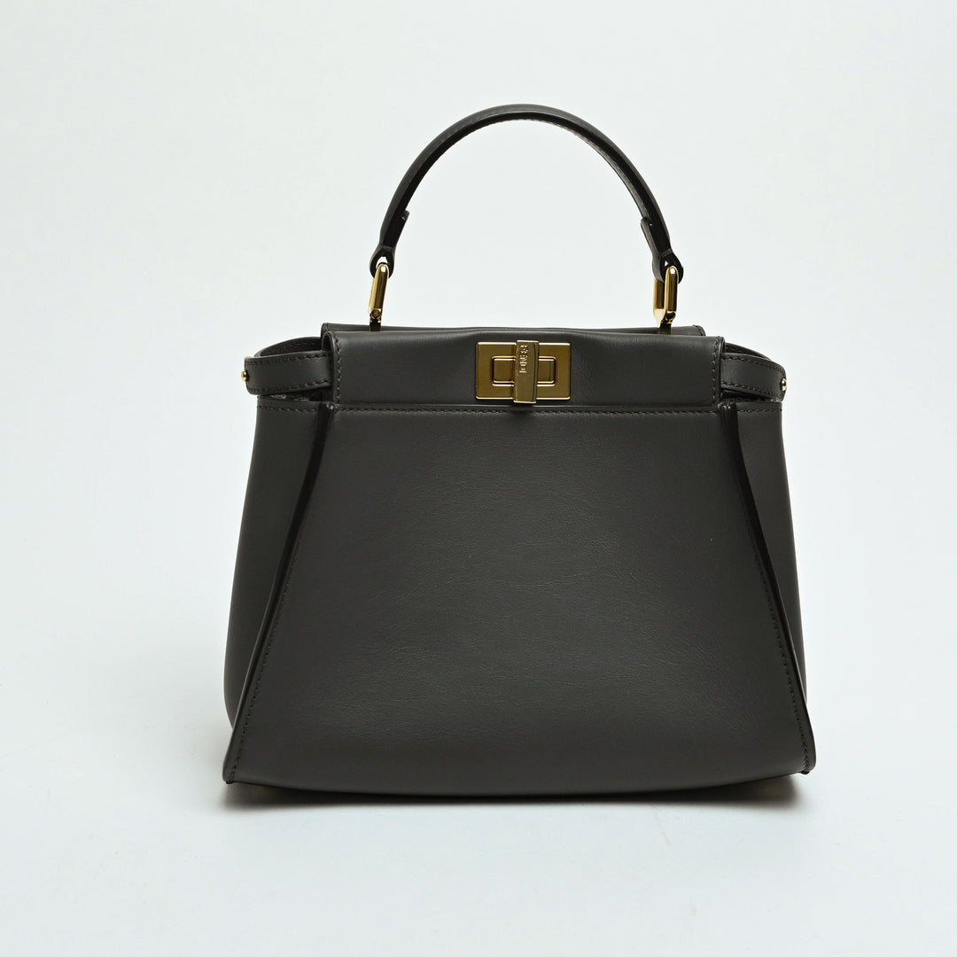 Fendi Grey Nappa Leather Mini Peekaboo Handbag