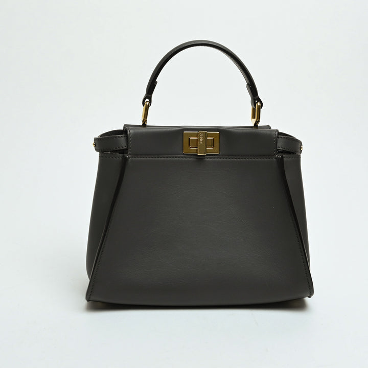 Fendi Grey Nappa Leather Mini Peekaboo Handbag
