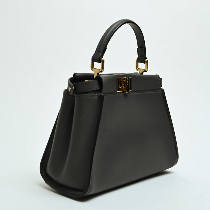 Fendi Grey Nappa Leather Mini Peekaboo Handbag
