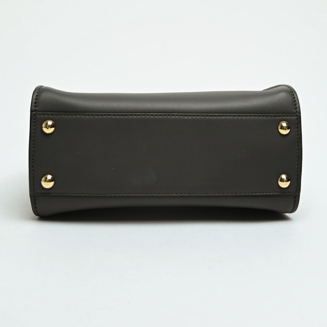 Fendi Grey Nappa Leather Mini Peekaboo Handbag