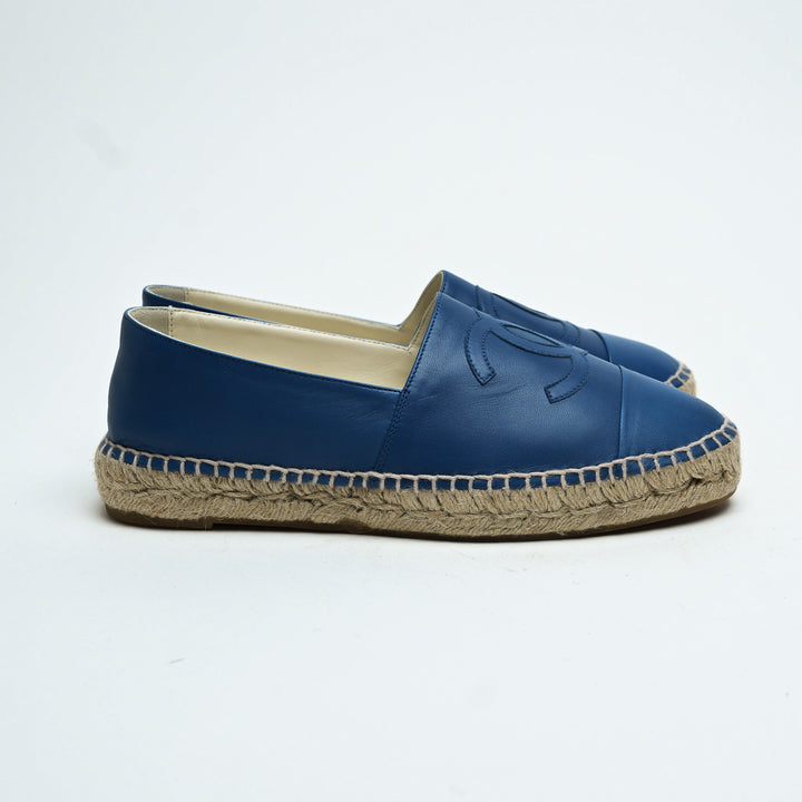 Pre-Loved Chanel™ Blue Lambskin Leather Espadrilles Size 40