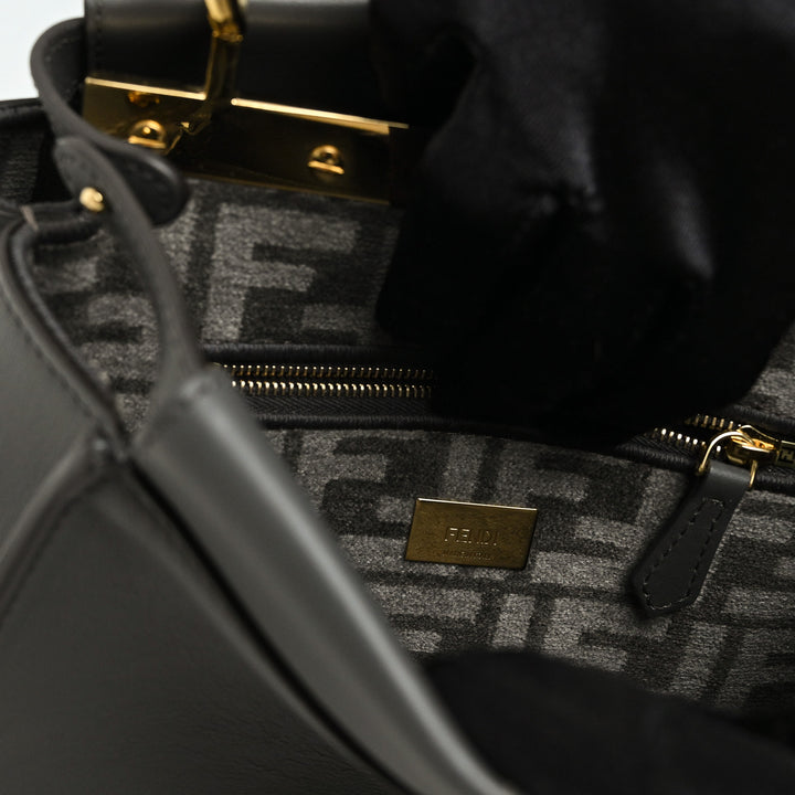 Fendi Grey Nappa Leather Mini Peekaboo Handbag