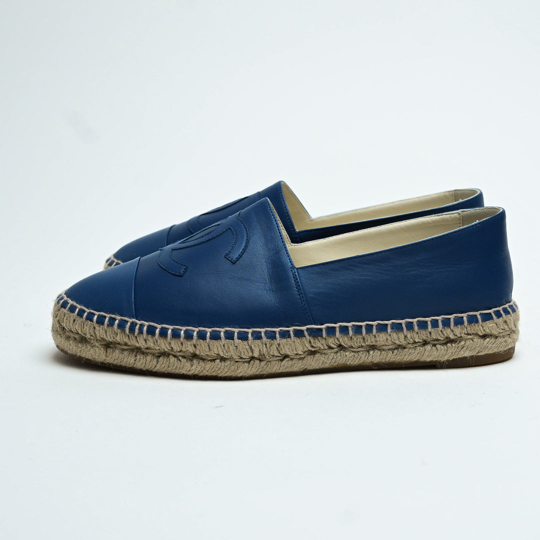 Pre-Loved Chanel™ Blue Lambskin Leather Espadrilles Size 40