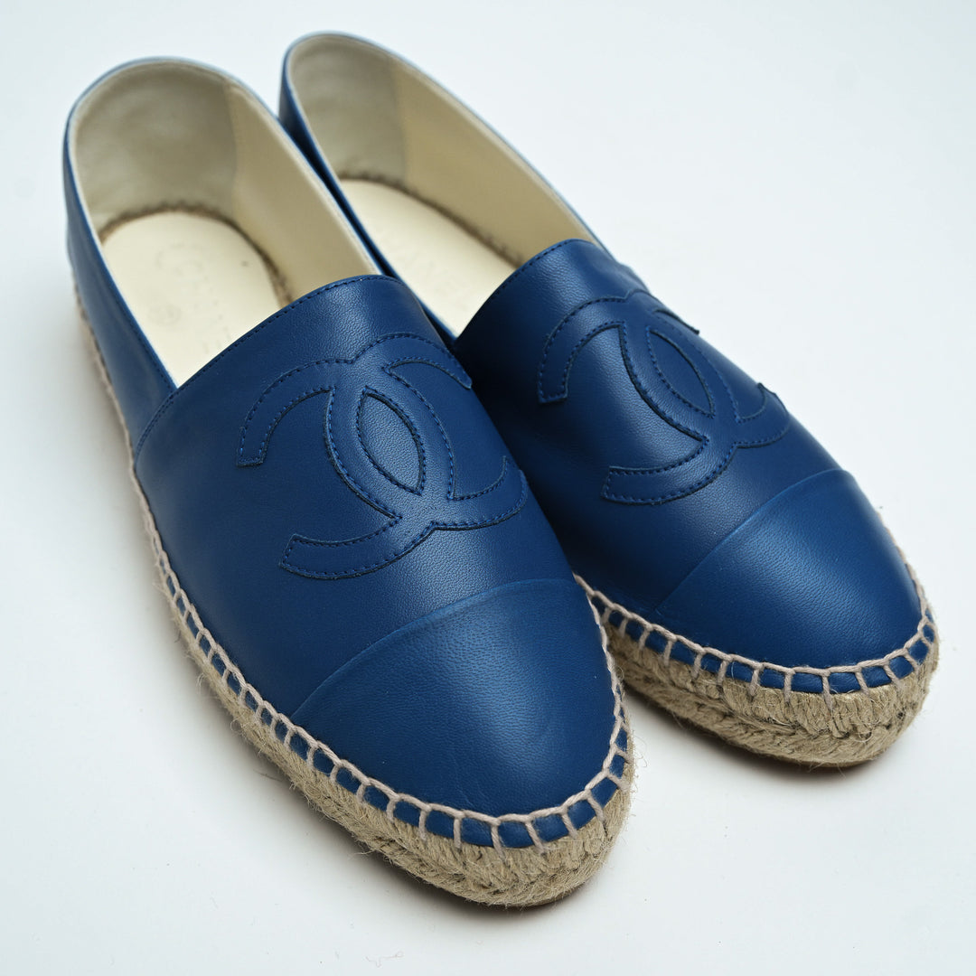 Pre-Loved Chanel™ Blue Lambskin Leather Espadrilles Size 40