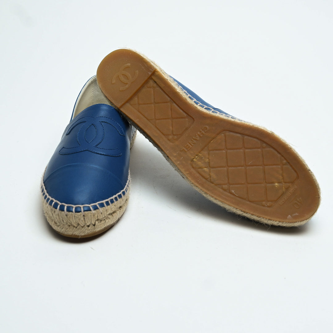 Pre-Loved Chanel™ Blue Lambskin Leather Espadrilles Size 40