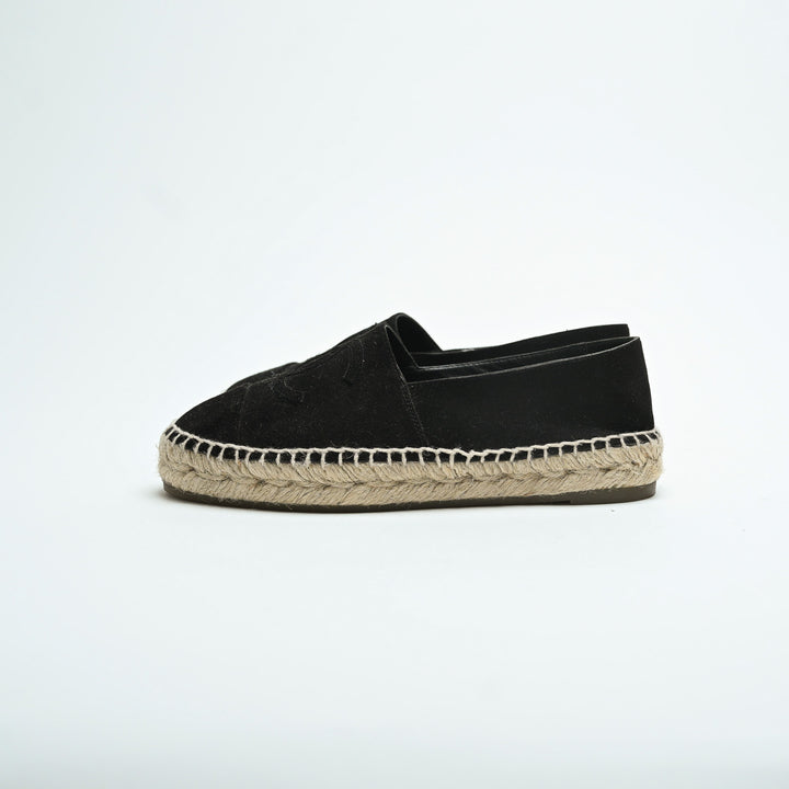 Pre-Loved Chanel™ Black Suede Espadrilles Size 36