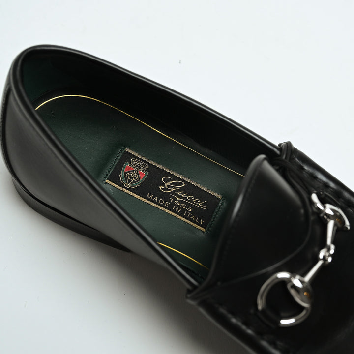 Gucci Black Calf Leather 1953 Loafers with Silver Horsebit Size 8.5