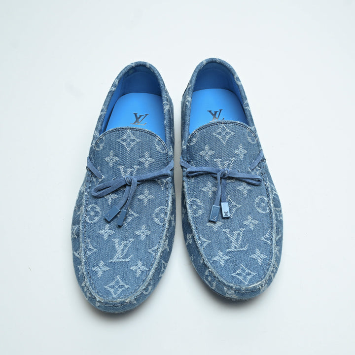 Louis Vuitton Blue Denim Monogram Men's Loafers Size 9
