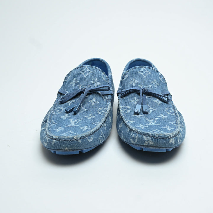 Louis Vuitton Blue Denim Monogram Men's Loafers Size 9