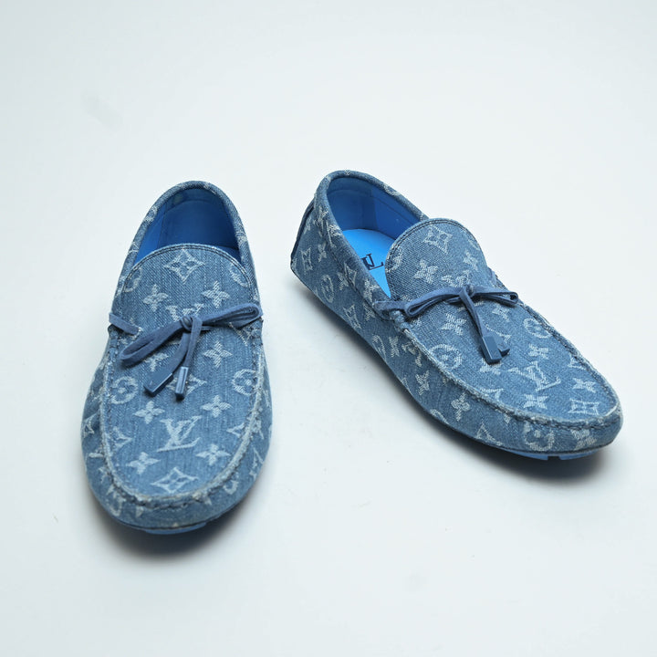 Louis Vuitton Blue Denim Monogram Men's Loafers Size 9