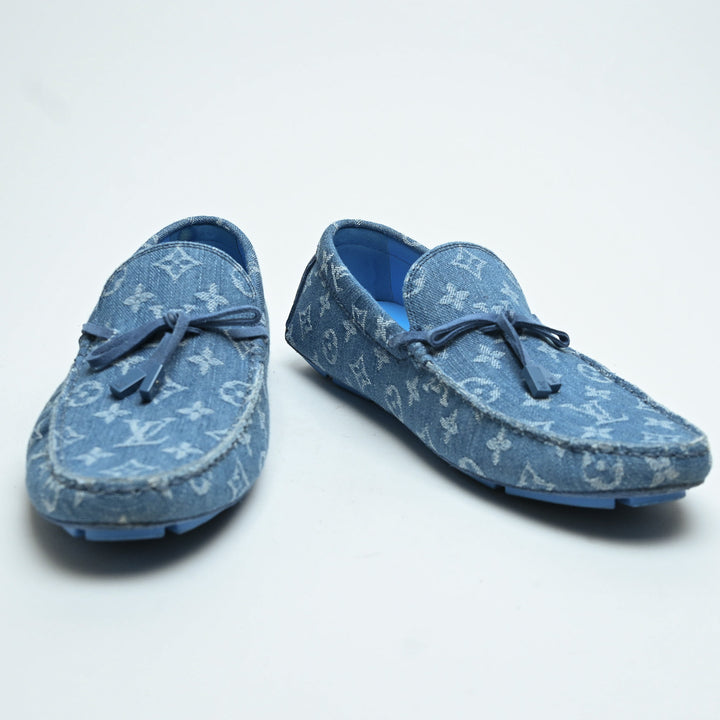 Louis Vuitton Blue Denim Monogram Men's Loafers Size 9