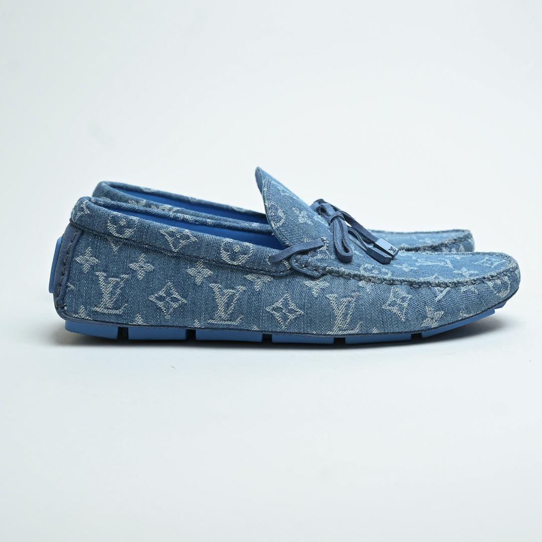 Louis Vuitton Blue Denim Monogram Men's Loafers Size 9