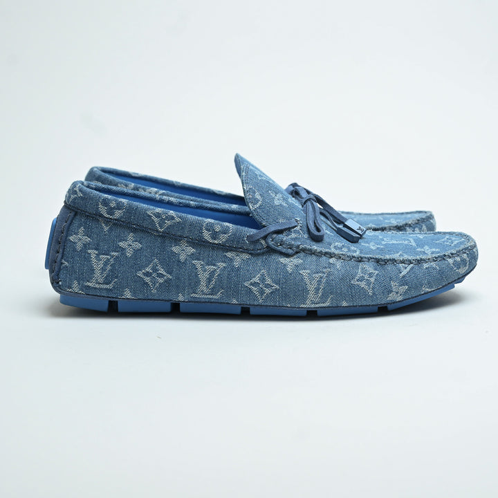Louis Vuitton Blue Denim Monogram Men's Loafers Size 9
