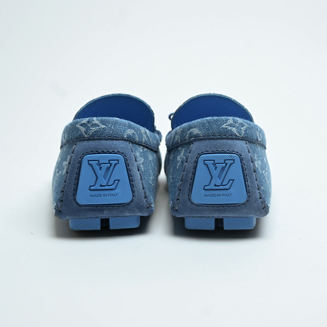 Louis Vuitton Blue Denim Monogram Men's Loafers Size 9
