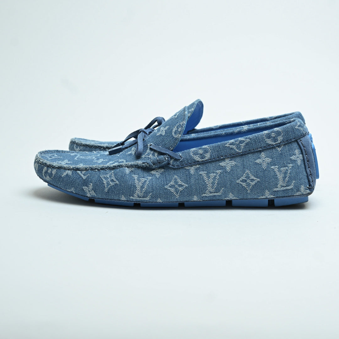 Louis Vuitton Blue Denim Monogram Men's Loafers Size 9