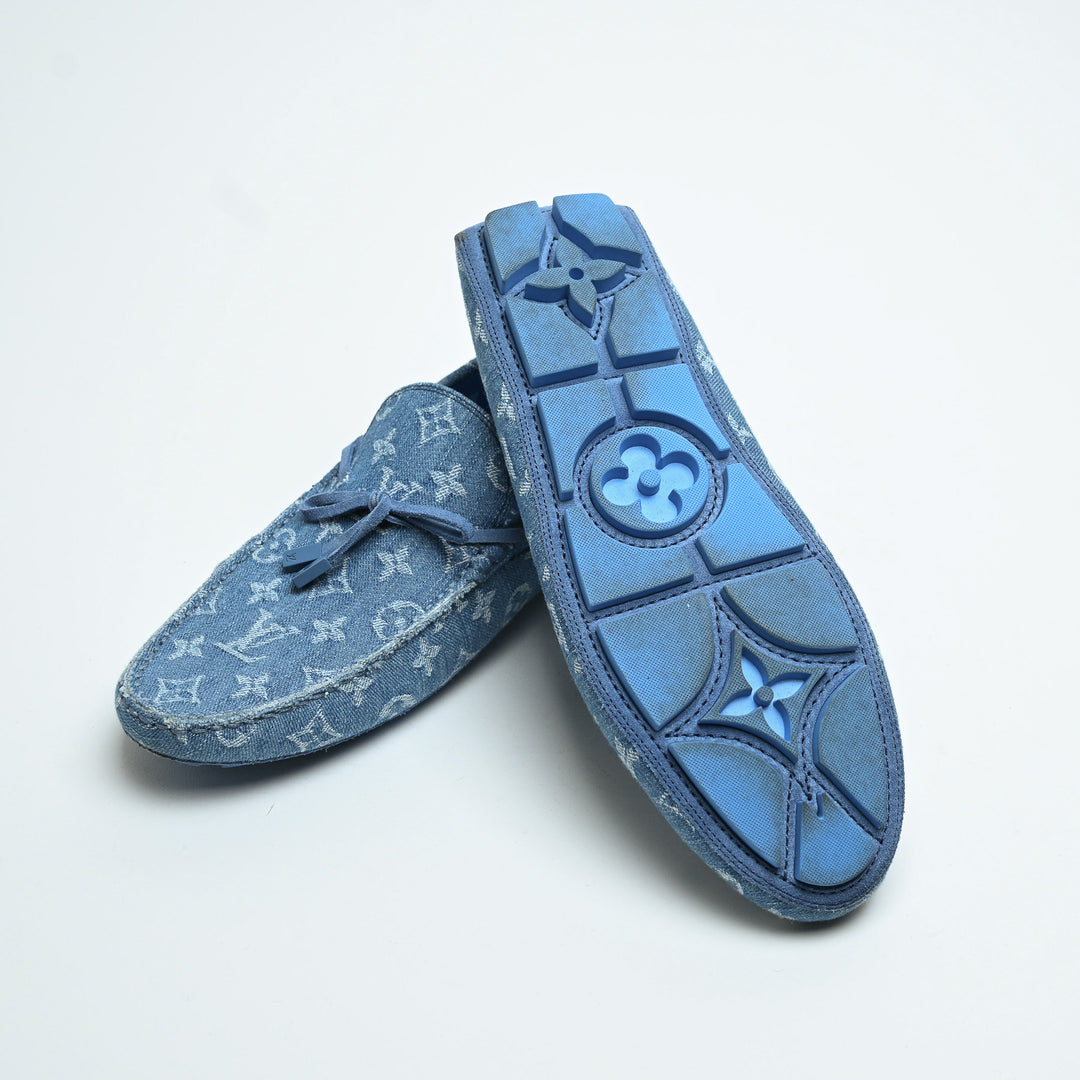 Louis Vuitton Blue Denim Monogram Men's Loafers Size 9