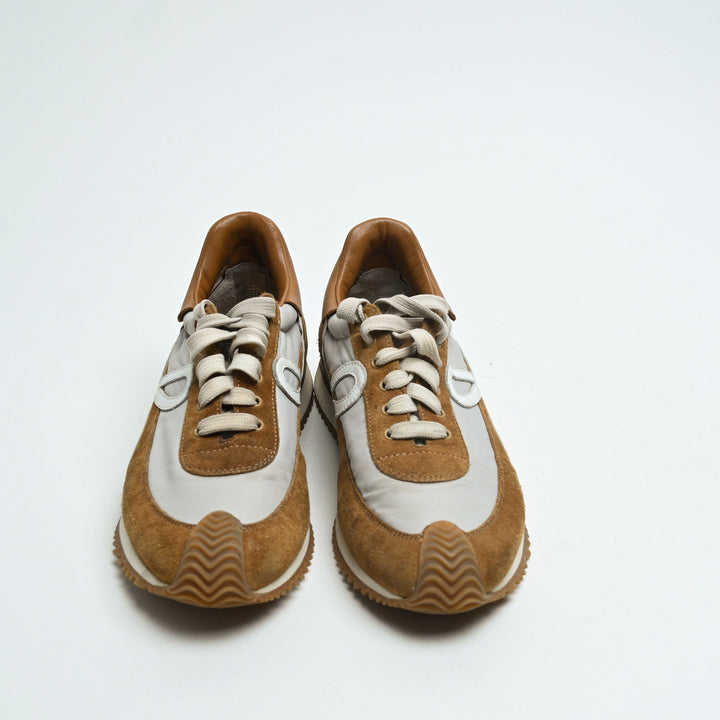 Loewe Tan Suede & Grey Nylon Flow Runner Sneakers Size 39