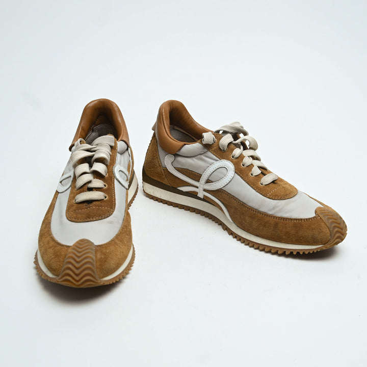 Loewe Tan Suede & Grey Nylon Flow Runner Sneakers Size 39