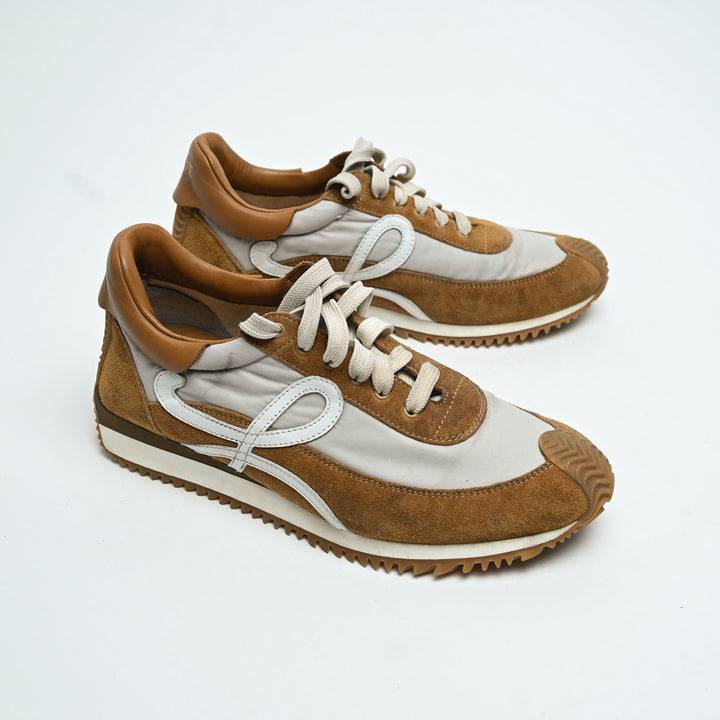 Loewe Tan Suede & Grey Nylon Flow Runner Sneakers Size 39