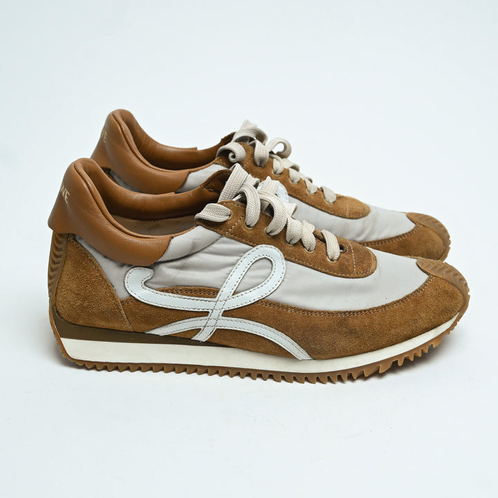 Loewe Tan Suede & Grey Nylon Flow Runner Sneakers Size 39