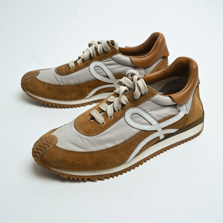 Loewe Tan Suede & Grey Nylon Flow Runner Sneakers Size 39
