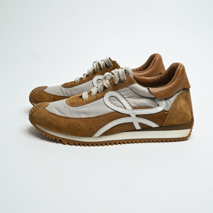 Loewe Tan Suede & Grey Nylon Flow Runner Sneakers Size 39