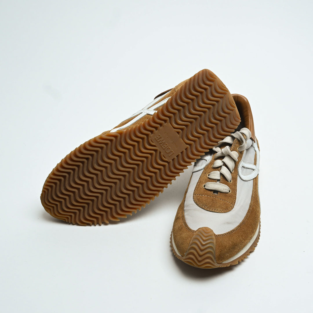 Loewe Tan Suede & Grey Nylon Flow Runner Sneakers Size 39