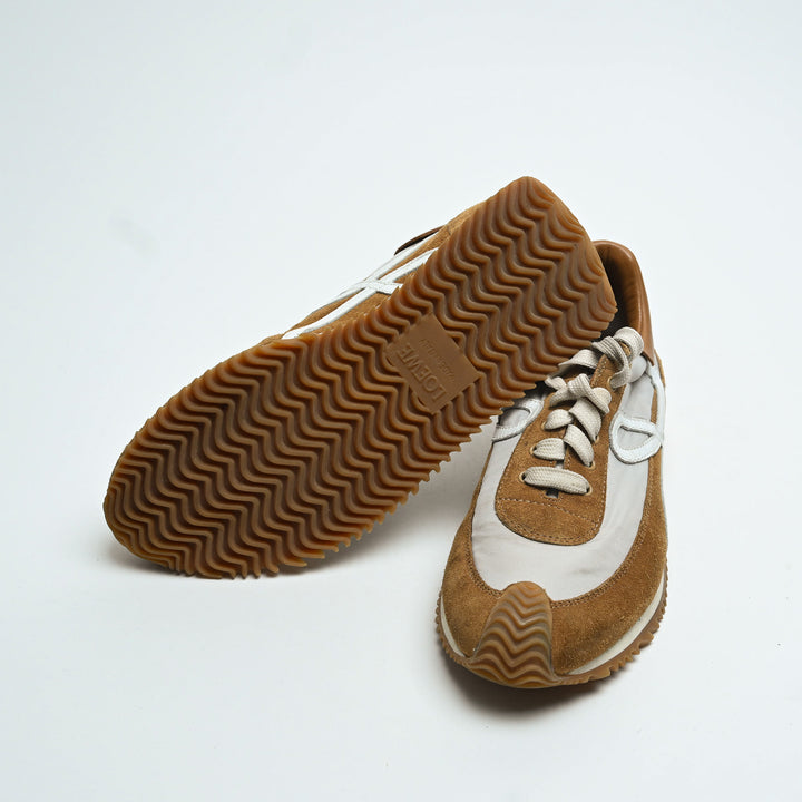 Loewe Tan Suede & Grey Nylon Flow Runner Sneakers Size 39