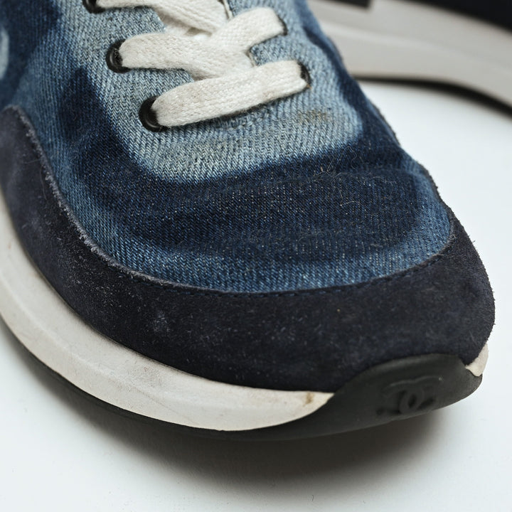 Pre-Loved Chanel™ Blue Denim Logo Sneakers Size 36