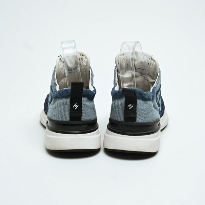 Pre-Loved Chanel™ Blue Denim Logo Sneakers Size 36