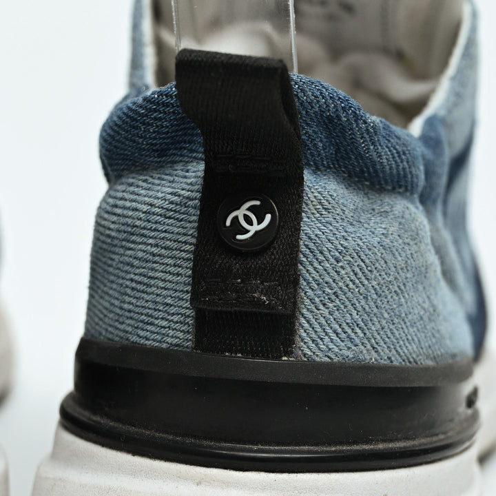 Pre-Loved Chanel™ Blue Denim Logo Sneakers Size 36