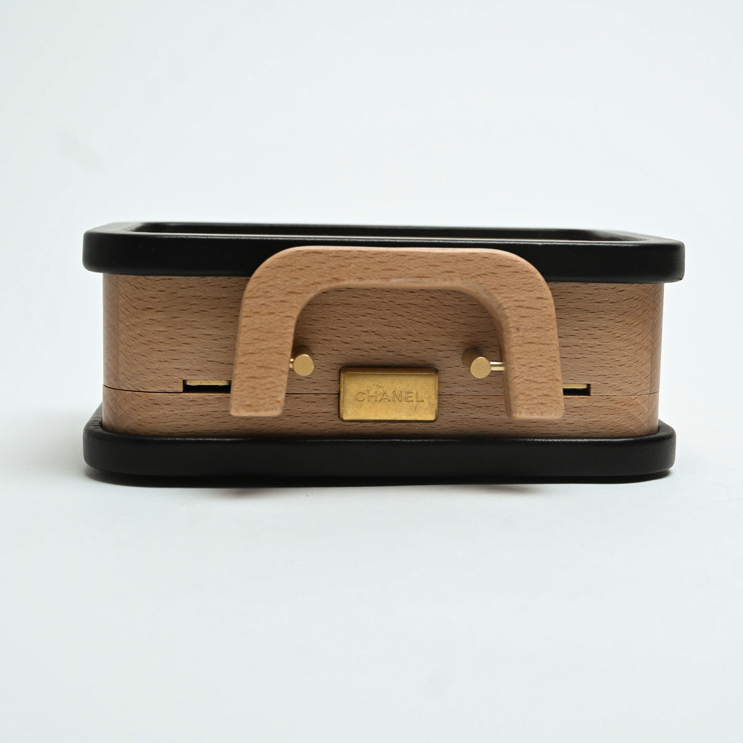 Pre-Loved Chanel™ Beech Wood & Black Lambskin Leather Trim Vanity Case