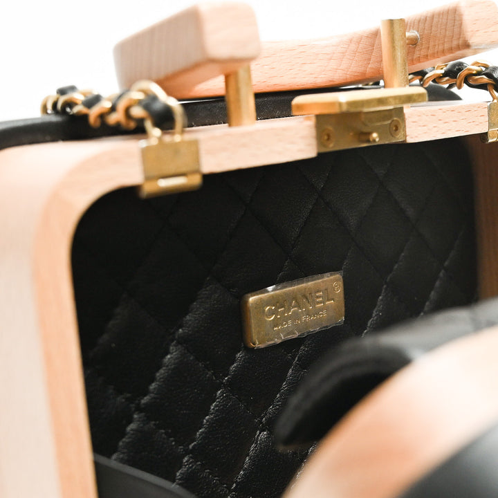 Pre-Loved Chanel™ Beech Wood & Black Lambskin Leather Trim Vanity Case